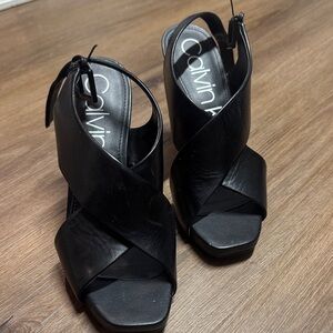 Calvin Klein Black Crisscross Heels
